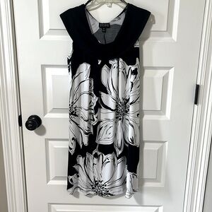 Black-and-white flowered dress